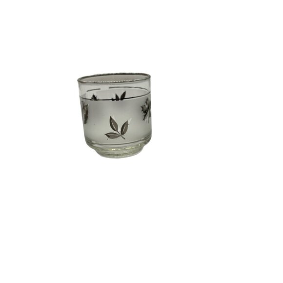 Vintage Libbey MCM Frosted Juice Glasses Set Of 6 Frosted Silver Leaf 3 1/4 tall - Picture 9 of 16